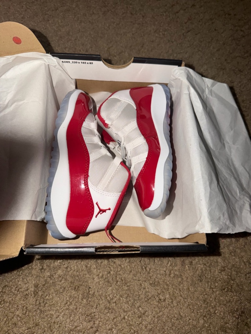 Jordan Kids' White and Red Retro Basketball Sneakers